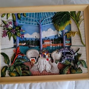 Rooms with a view Wall Plaque reproduction of "Tropical Hideaway"